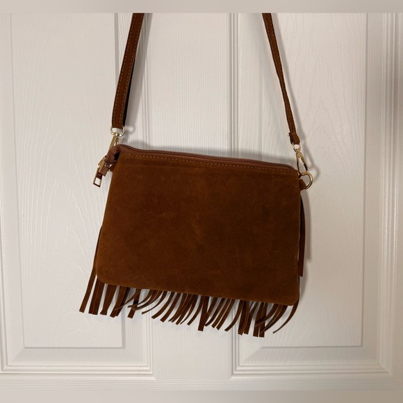 4/$20 Ardene Fringe Brown Western crossbody suede bag - Picture 4 of 7